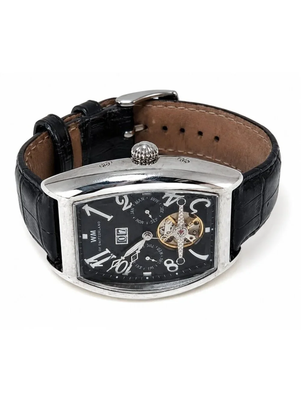 WM of Switzerland Tonneau Tourbillon Numeric Swiss Design Watch